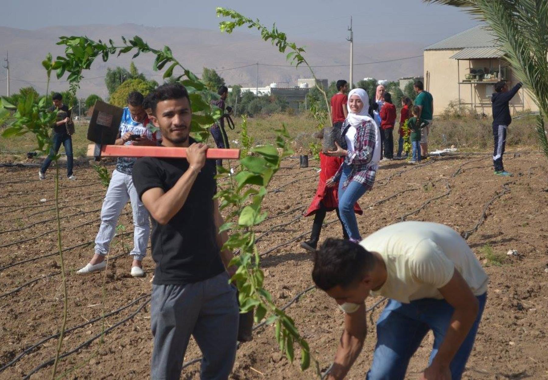 العربية و راجع و سنفور مهندس يزرعون 650 شجرة ليمون في أبو عبيدة - الأردن